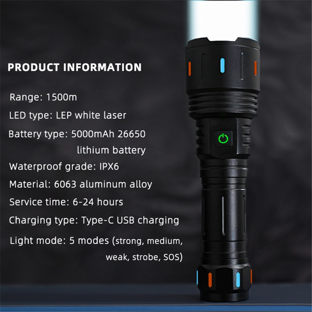 Helius 2023 Outdoor 3000m Longshot White Laser Type-C Rechargeable LED Torch Flashlights