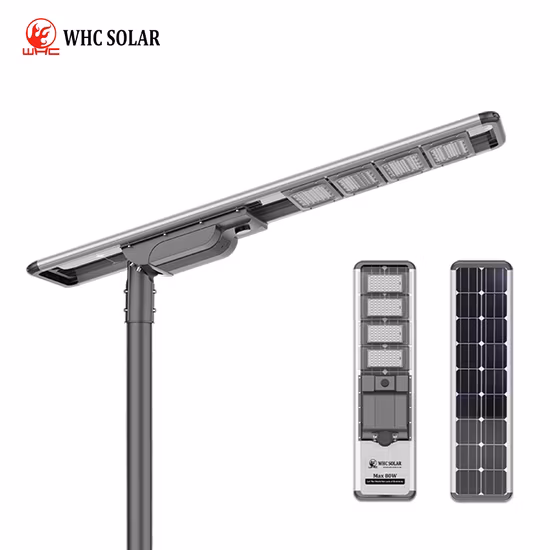 Lampione stradale solare tutto in uno in alluminio OEM 30W 40W 50W 60W 80W 100W Lampione stradale pubblico a LED integrato da giardino con sensore di movimento Sconto per illuminazione stradale