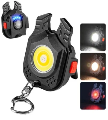 Lampada da lavoro per ispezione di emergenza da campeggio all'ingrosso Lampada da lavoro lampeggiante a LED Illuminazione da lavoro portatile Decorativa per esterni 7 modalità Mini COB Lampada da lavoro a catena chiave